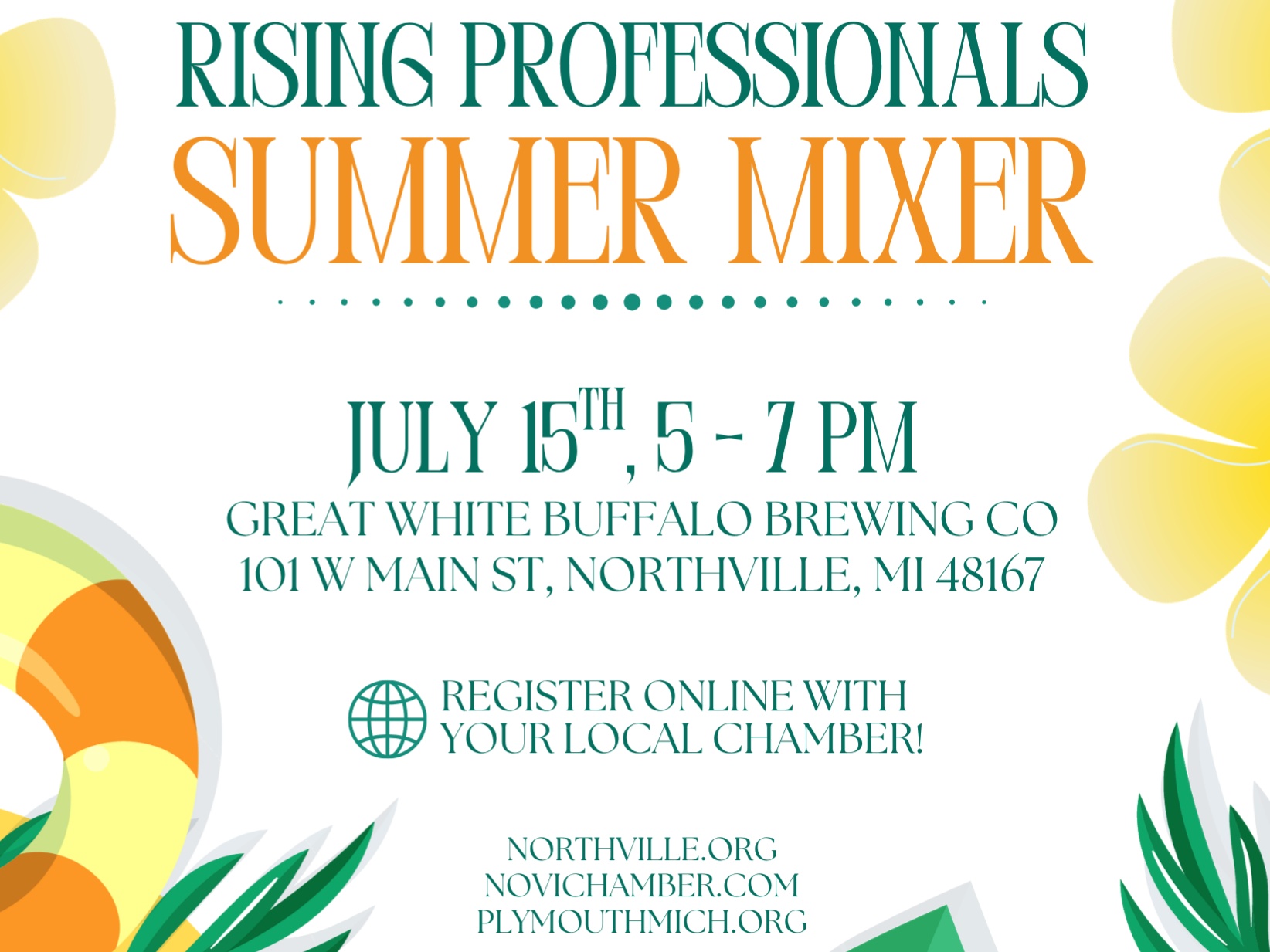 Northville Novi and Plymouth Rising Professionals Networking @ Great White Buffalo